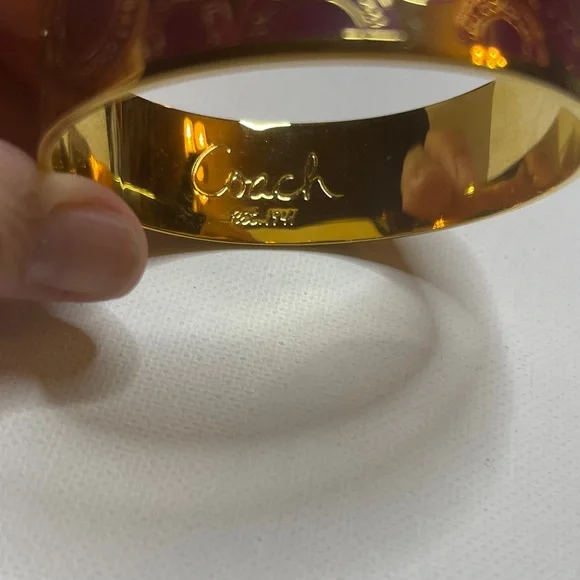 Coach Gold Bangle with Purple Circles - Picture 6 of 9